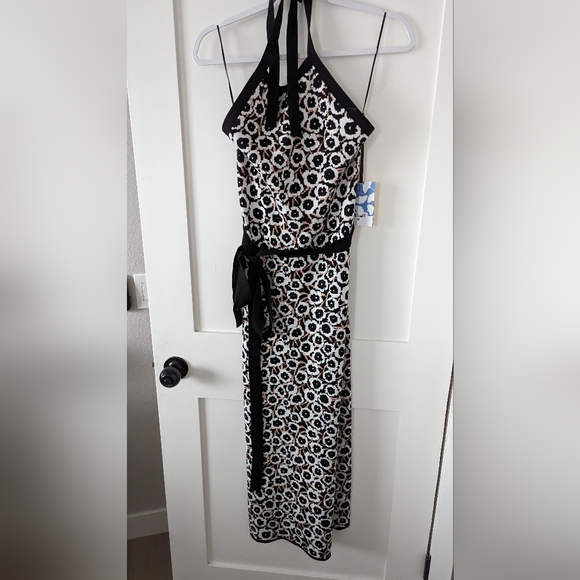 NWT Women's Halter Tie Neck Neutral Poppy Sweaterknit Midi Dress -DVF for Target - Picture 2 of 10